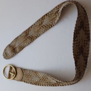 belt gold and beige weave tag says natural size XL